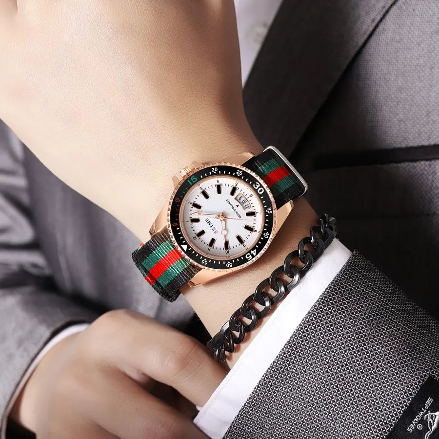 New fashionable men's nylon strap calendar watch