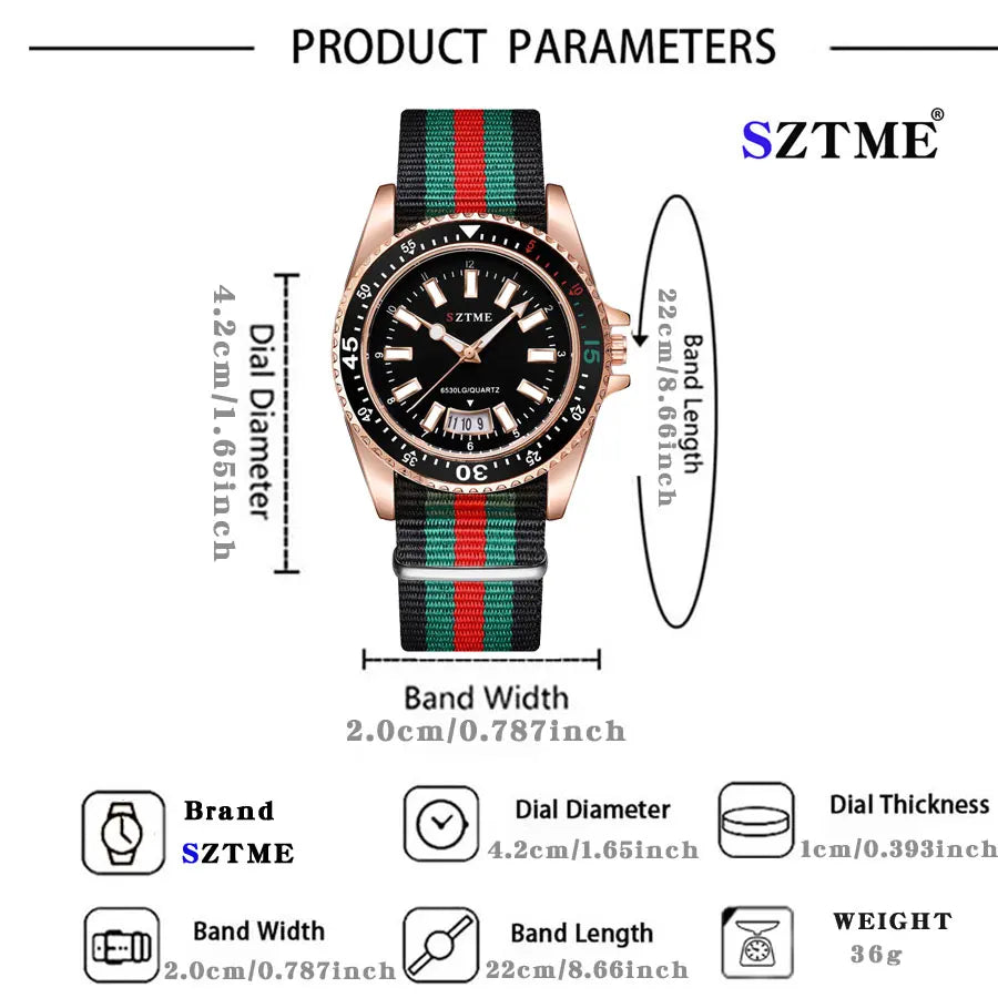 New fashionable men's nylon strap calendar watch