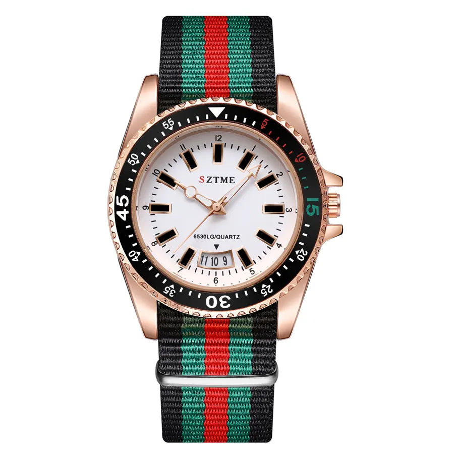 New fashionable men's nylon strap calendar watch