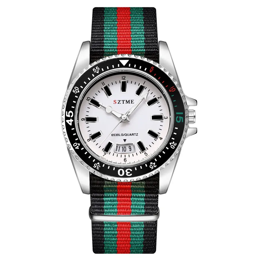 New fashionable men's nylon strap calendar watch
