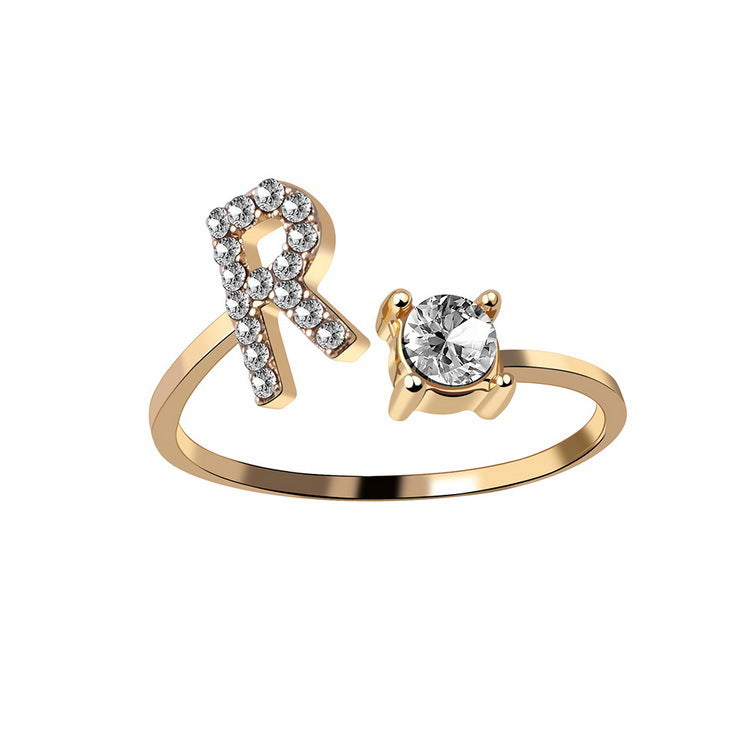 Adjustable Intial Letter Ring