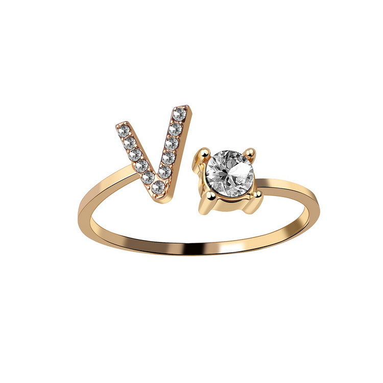 Adjustable Intial Letter Ring