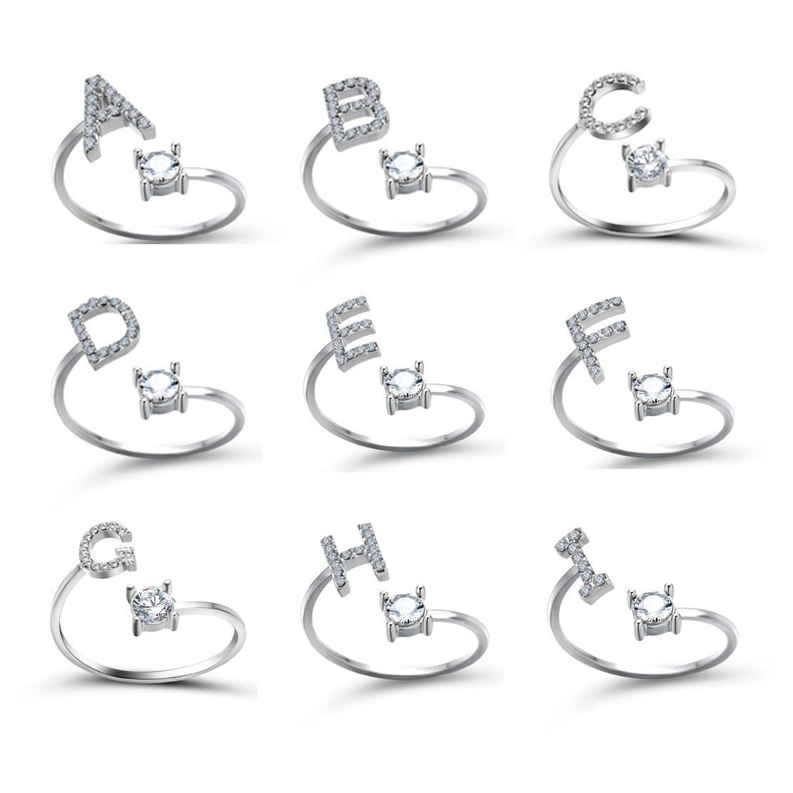 Adjustable Intial Letter Ring
