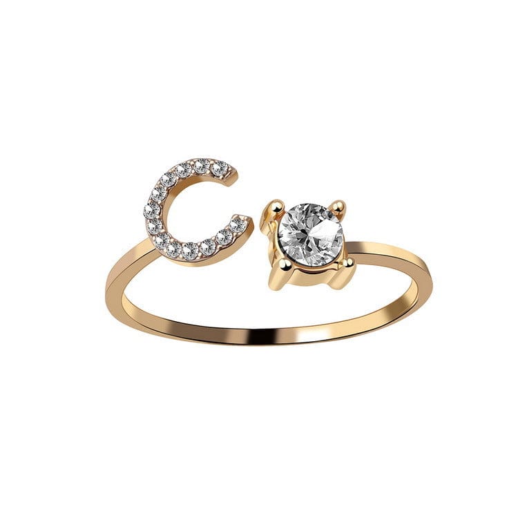 Adjustable Intial Letter Ring