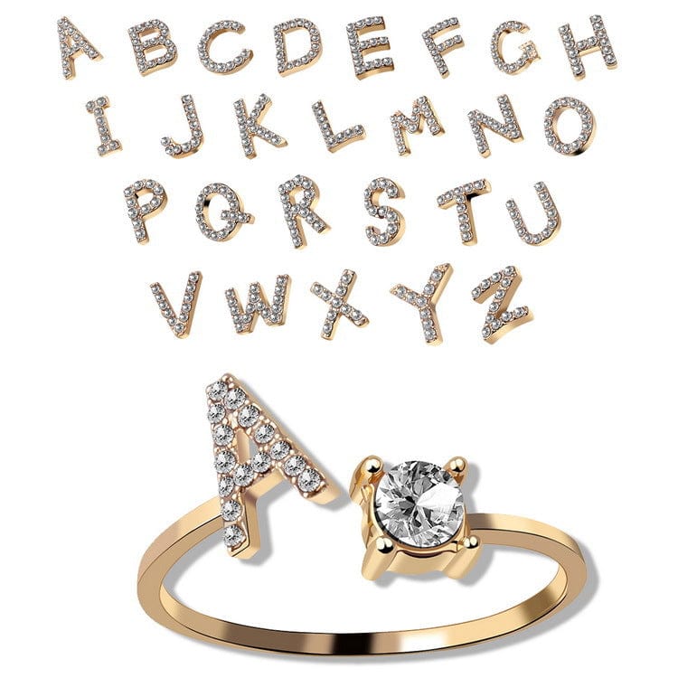 Adjustable Intial Letter Ring