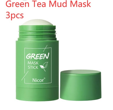 Green Tea Mud Mask packaging with 'Nicar' branding on a white background