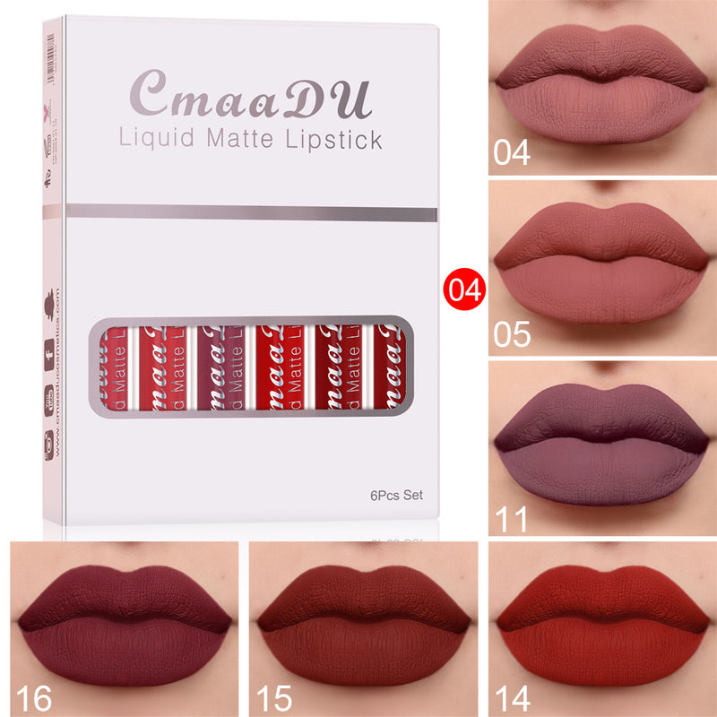 Indulge in the epitome of lip luxury with our Matte Non-Stick Cup Waterproof Lipstick Collection. This glamorous ensemble features six seductive shades in each box, offering a palette of possibilities for every mood and occasion.