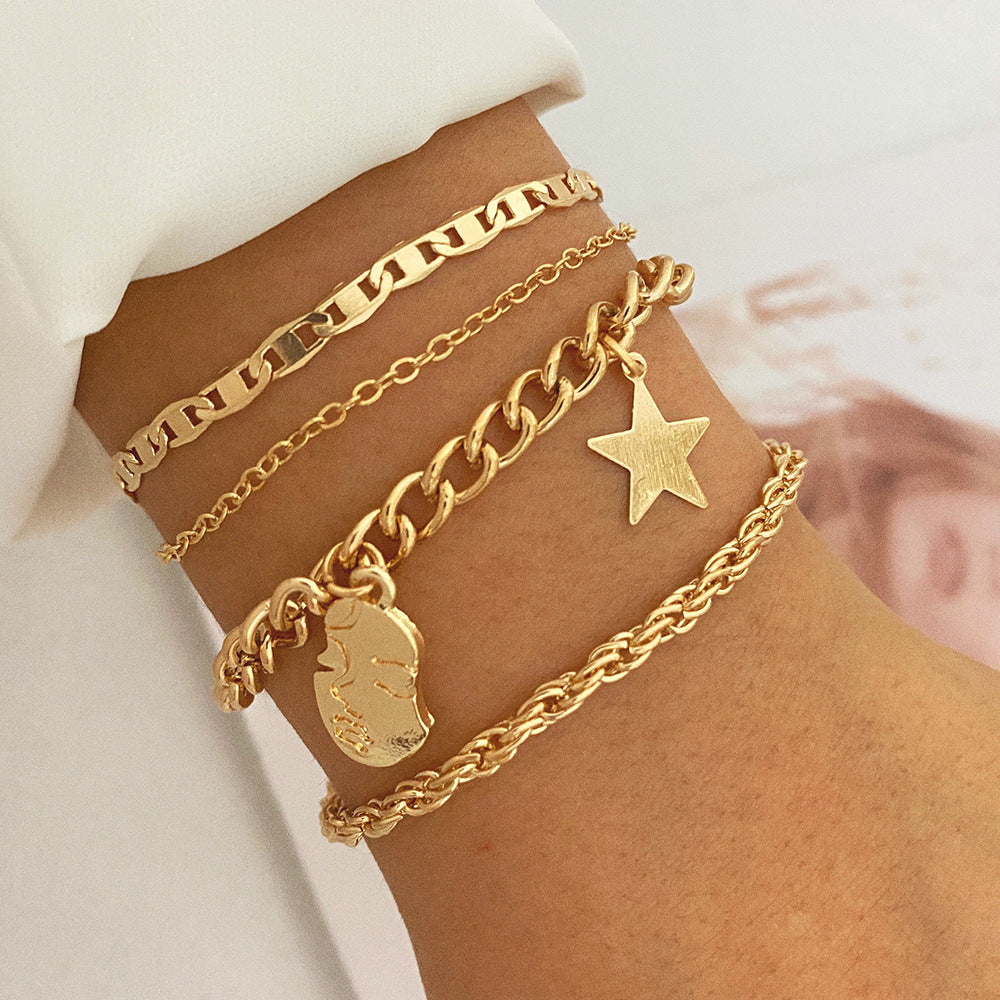 #HeartPearlBraceletSet #MultiLayerChainBracelet #RetroStyleJewelry #StarShapedCharmBracelet #AlloyBraceletCollection #TimelessFashionAccessories #CelestialInspiredJewelry #CreativeHeartDesign #StylishBraceletSet #GiftWorthyJewelry #TrendyRetroAccessories #ElegantPearlDetailing #VersatileFashionStatements #ChicWhimsicalBracelet #HeartfeltGiftIdeas