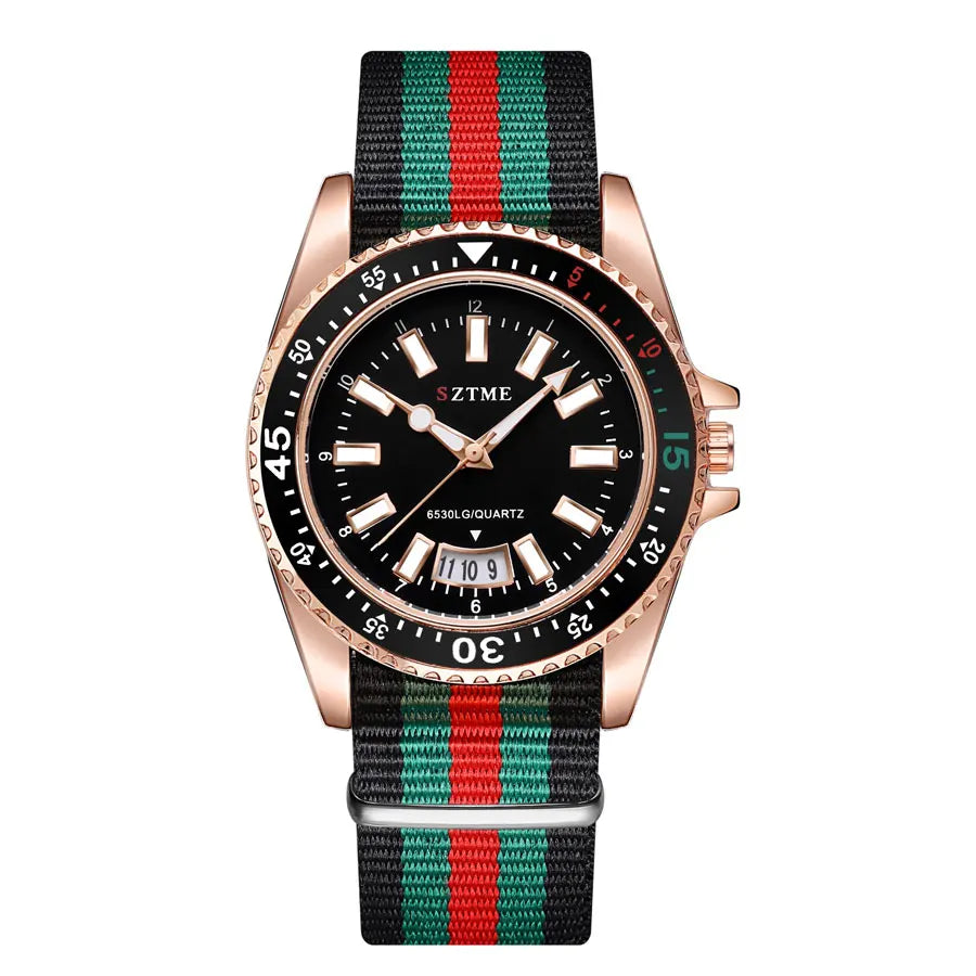 New fashionable men's nylon strap calendar watch