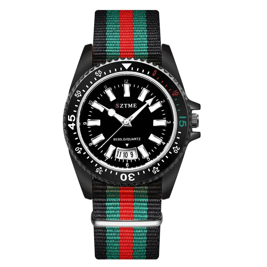 New fashionable men's nylon strap calendar watch