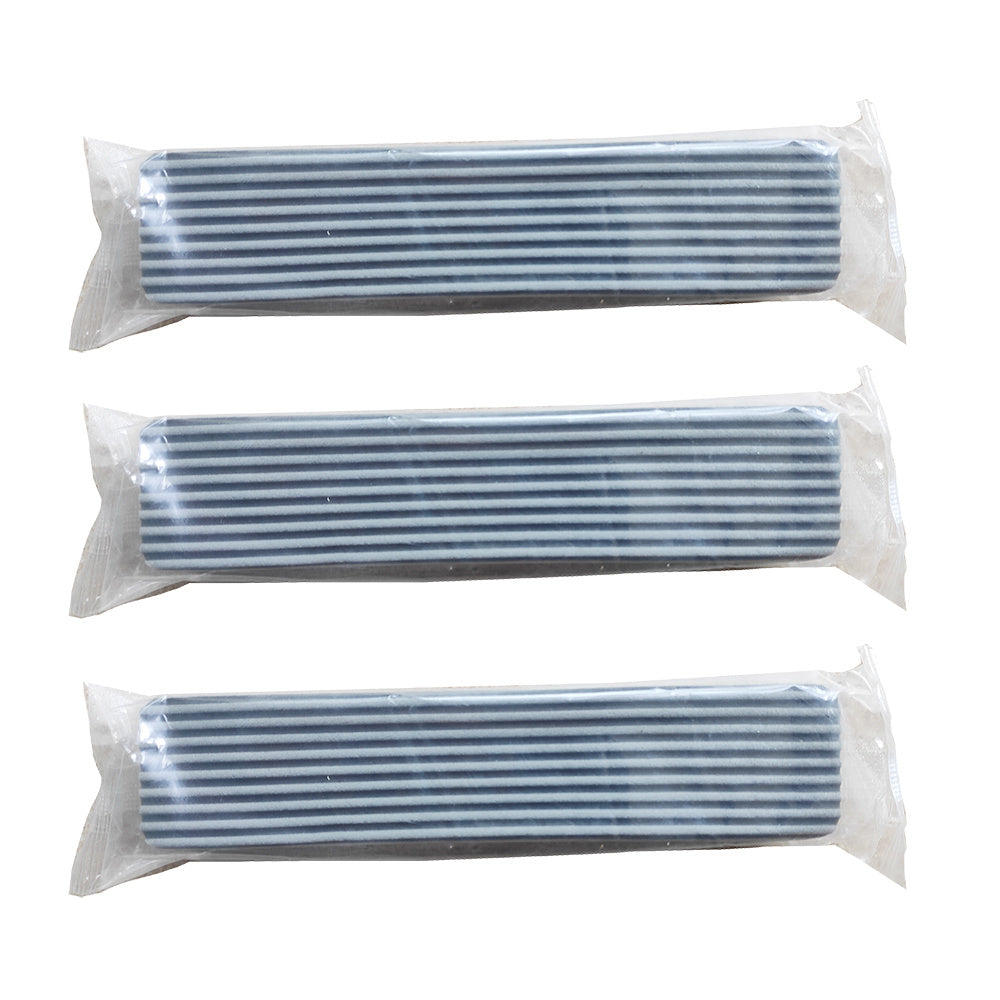 Three packages of blue straws on a white background