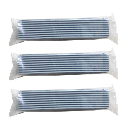 Three packages of blue straws on a white background
