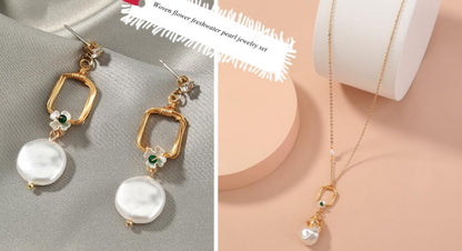 Pearl Earrings and Pendant Necklace