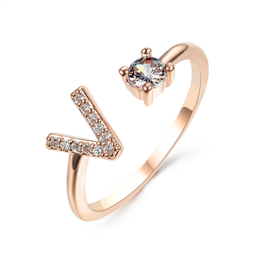 Adjustable Intial Letter Ring