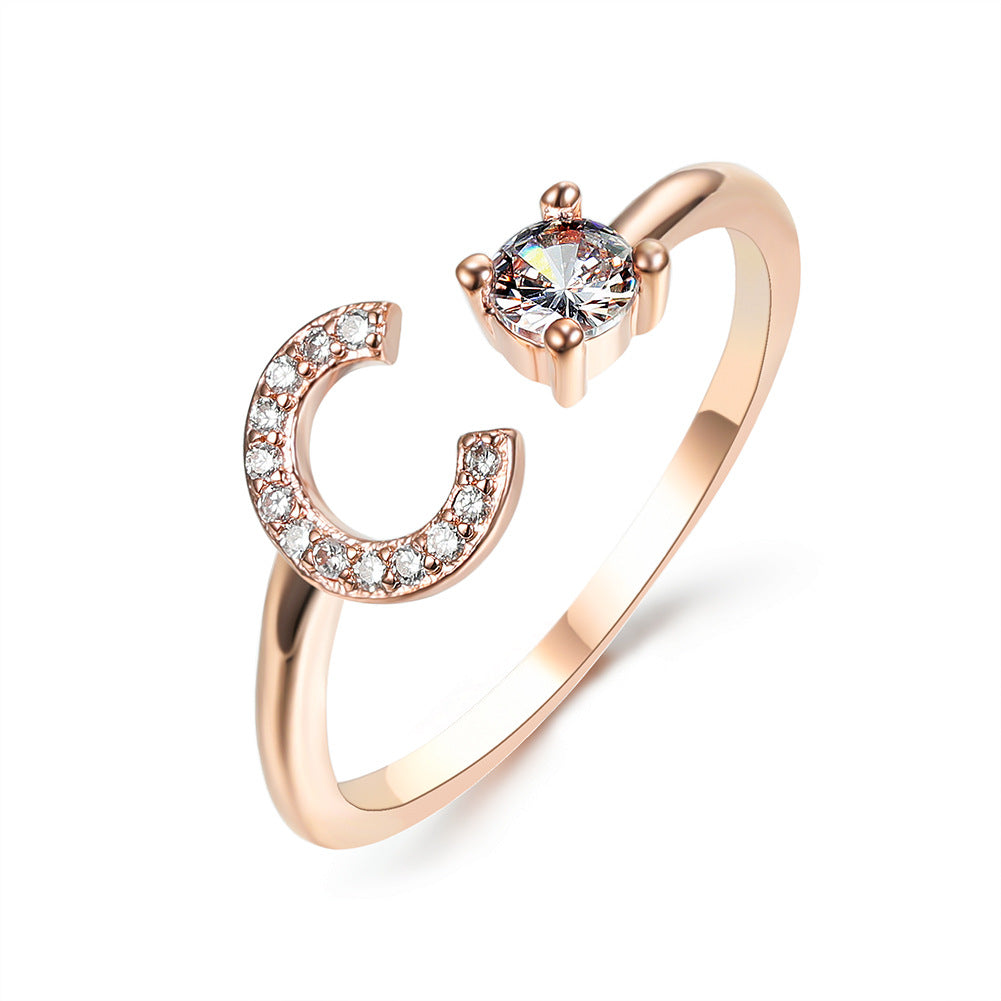 Adjustable Intial Letter Ring
